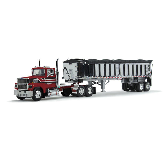 Ford LTL 9000 "Louisville" Day Cab w/East End Dump Trailer (Red/Black/Chrome)