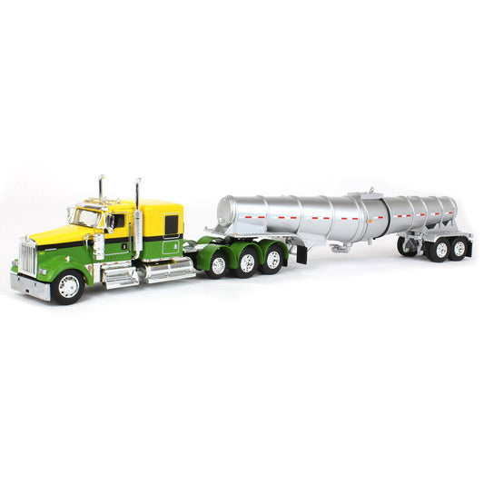 Kenworth W900L Tri-Axle w/Polar Deep Drop Tanker Trailer "Z" (Green/Yellow/Silver)