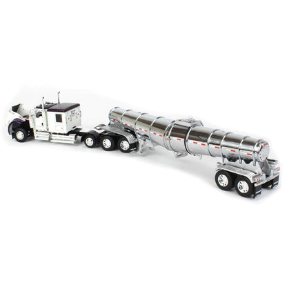 Kenworth W900L Tri-Axle w/Polar Deep Drop Tanker Trailer "TCT" (White/Violet/Chrome)