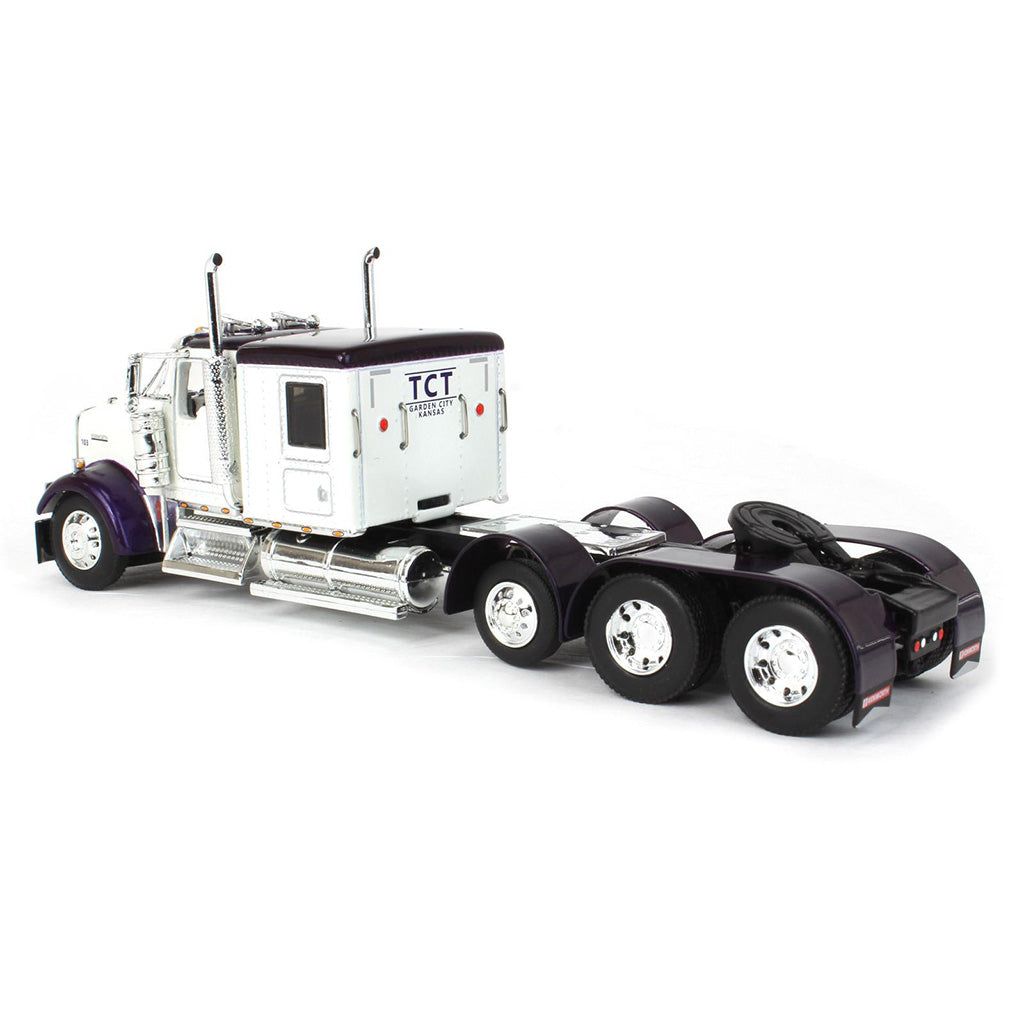 Kenworth W900L Tri-Axle w/Polar Deep Drop Tanker Trailer "TCT" (White/Violet/Chrome)