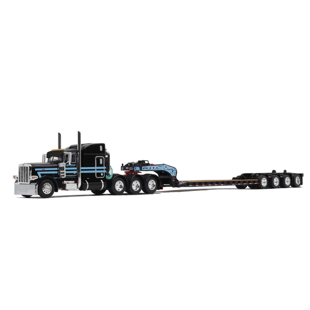 Peterbilt 389 Tri-Axle w/Fontaine Magnitude Quad-Axle Lowboy Trailer "Cappello Heavy Transport" (Black/Light Blue)