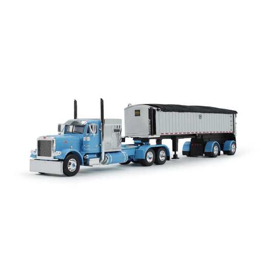 Peterbilt 379 w/MAC Coal Square Bottom Spread-Axle End Dump Trailer (Cyan/Chrome)