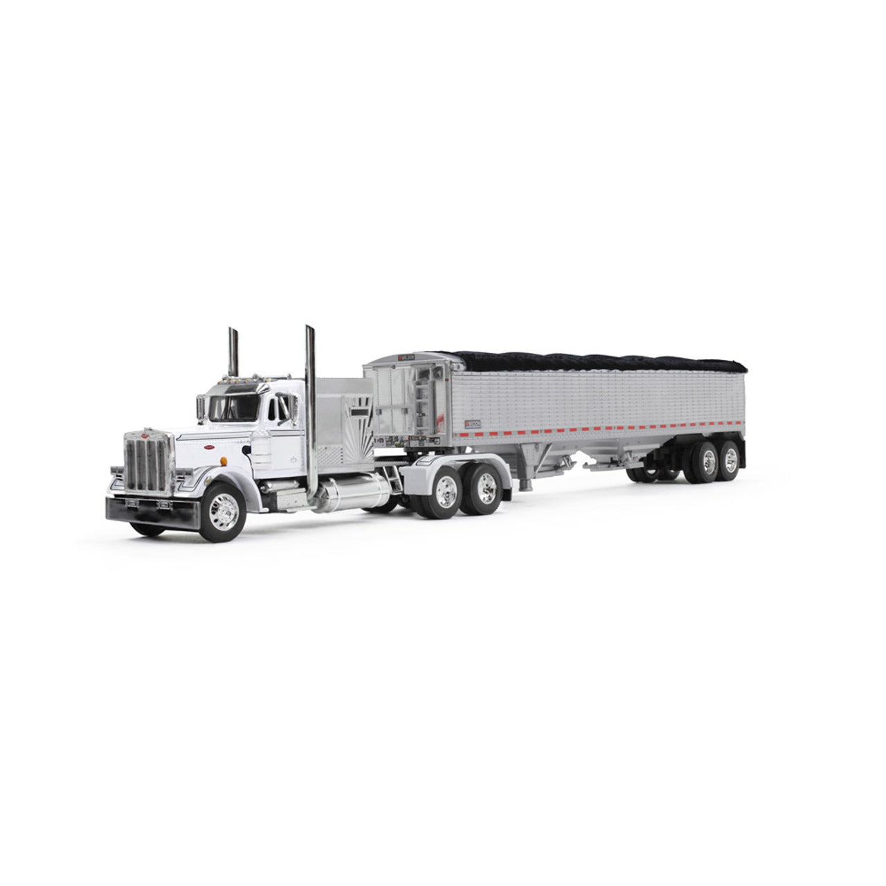 Peterbilt 359 w/43' Wilson Pacesetter High-Sided Grain Trailer (White/Chrome)