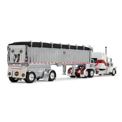 Peterbilt 389 w/MAC Coal Square Bottom Spread-Axle End Dump Trailer (White/Red/Gold)