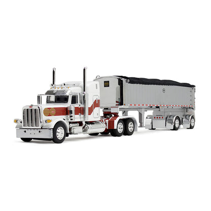 Peterbilt 389 w/MAC Coal Square Bottom Spread-Axle End Dump Trailer (White/Red/Gold)