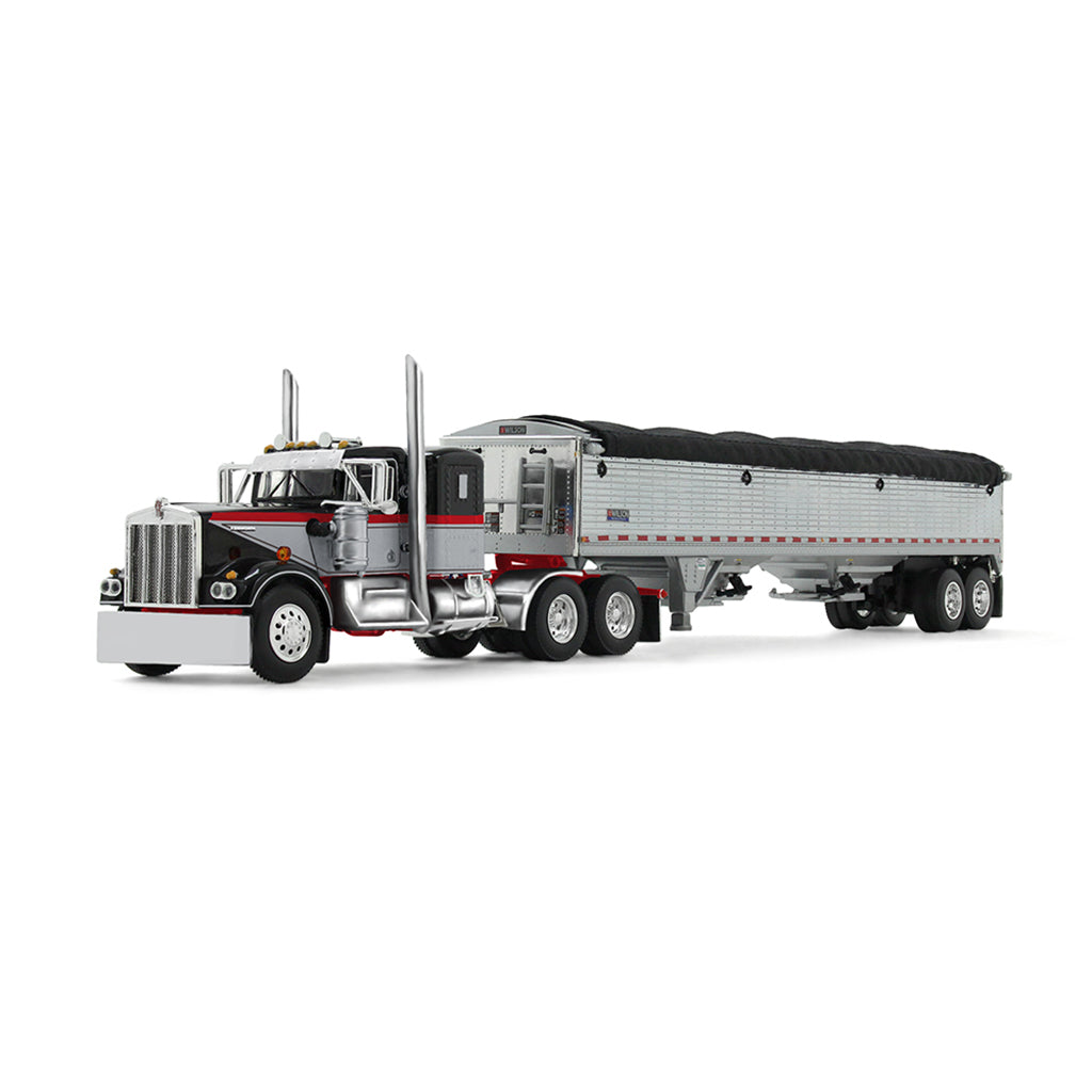 Model of a Kenworth W900A w/45' Wilson Pacesetter Grain Trailer on a White Background