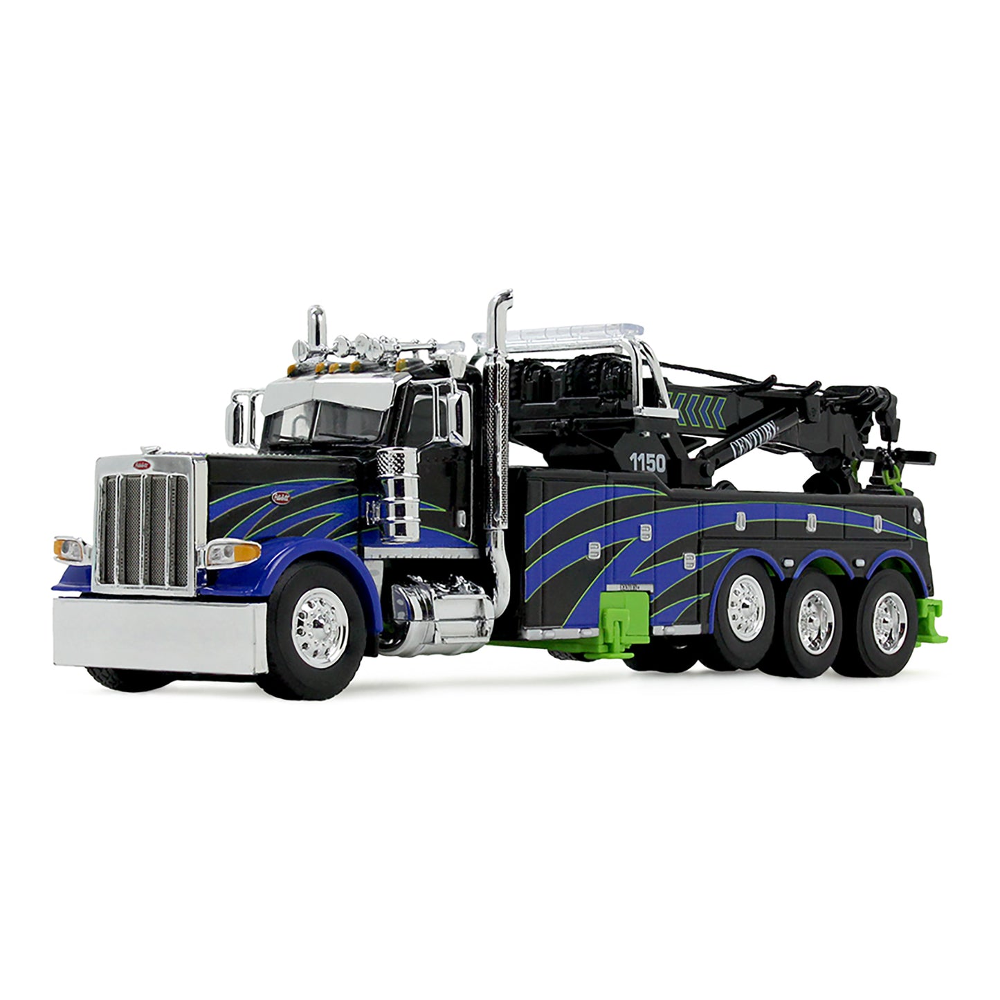 Peterbilt 389 Miller Century 1150 Rotator Tri-Axle Wrecker/Tow Truck (Black/Blue/Green)