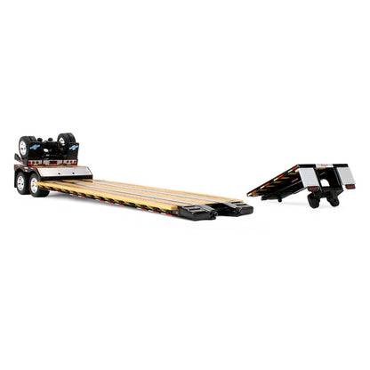 Model of a Machinery Lowboy Trailer on a White Background