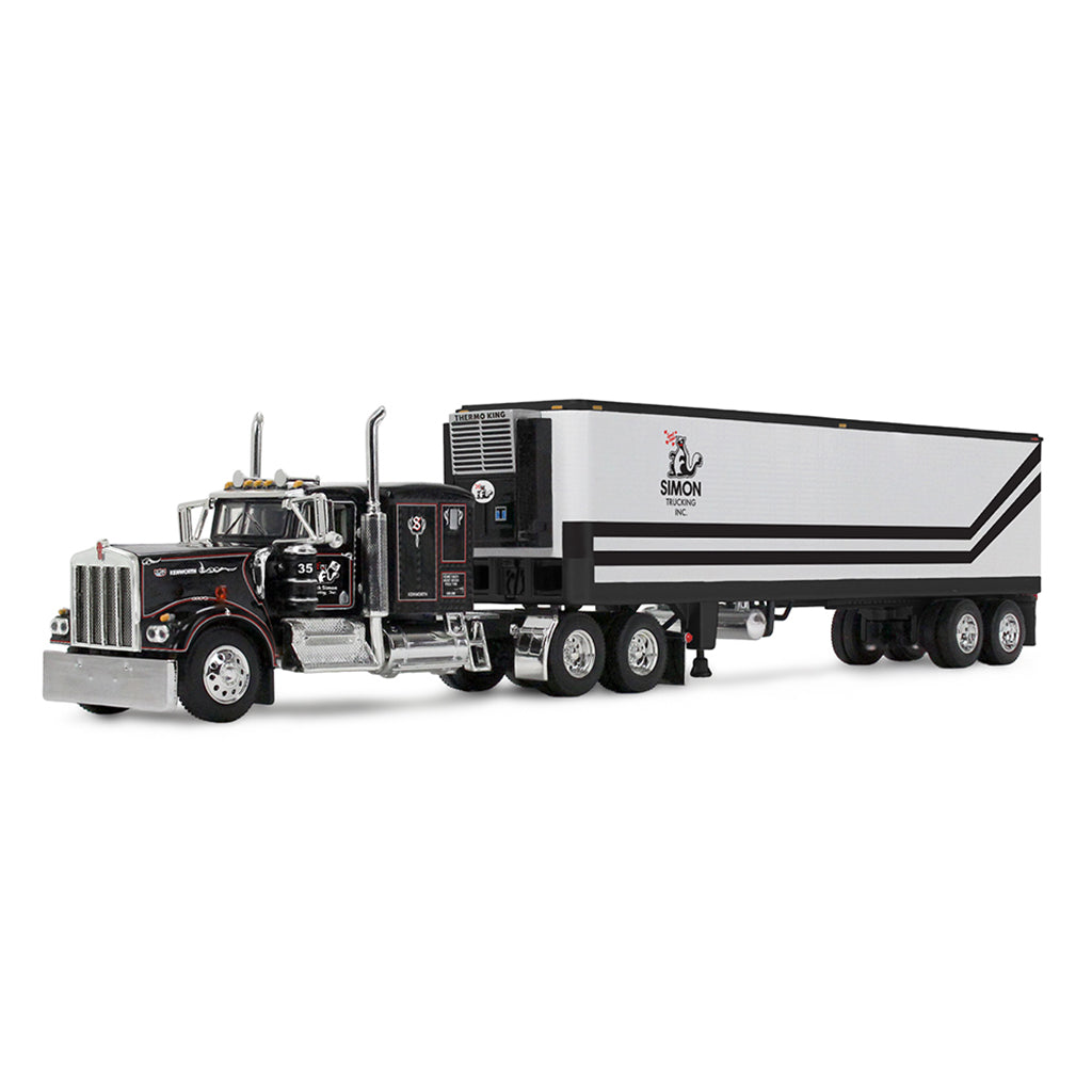Model truck with a trailer on a white background