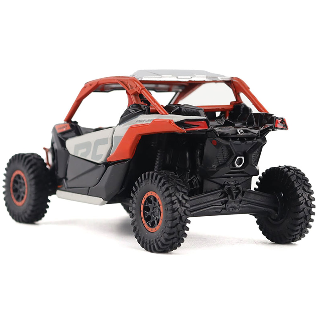 Model of a Can-Am Maverick X3 X rc Turbo RR Side-by-Side ATV on a White Background
