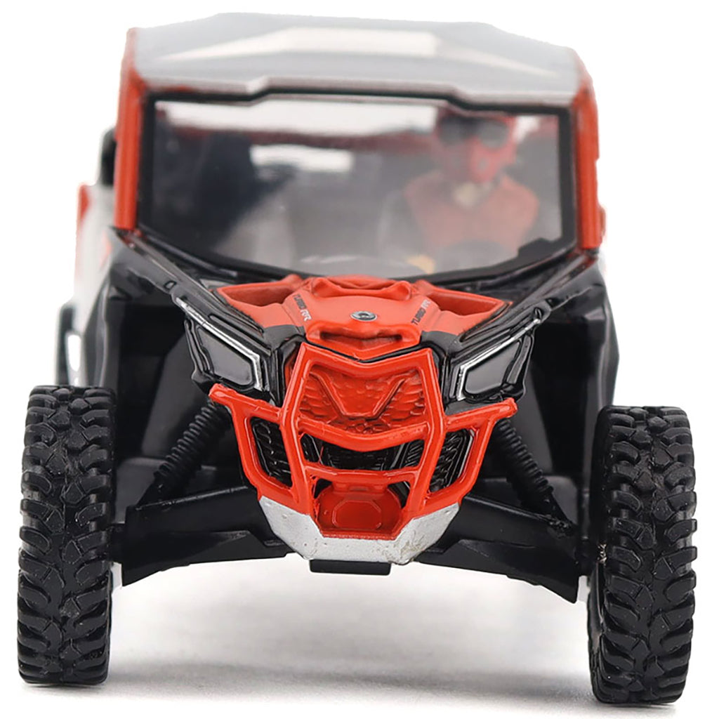 Model of a Can-Am Maverick X3 X rc Turbo RR Side-by-Side ATV on a White Background