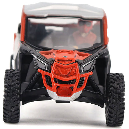 Model of a Can-Am Maverick X3 X rc Turbo RR Side-by-Side ATV on a White Background