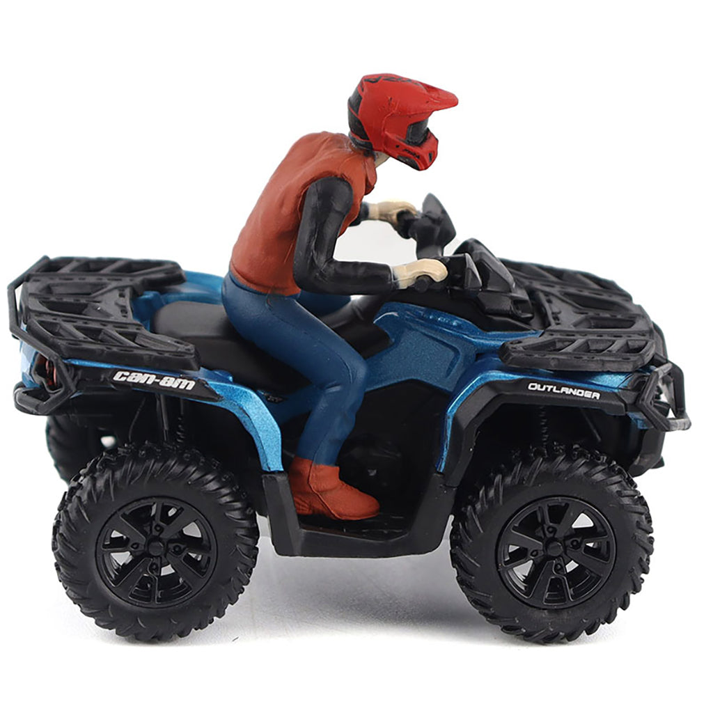 Model of a Can-Am Outlander ATV with a rider figure on a white background