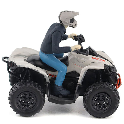 Model of a person riding a Can-Am ATV on a white background