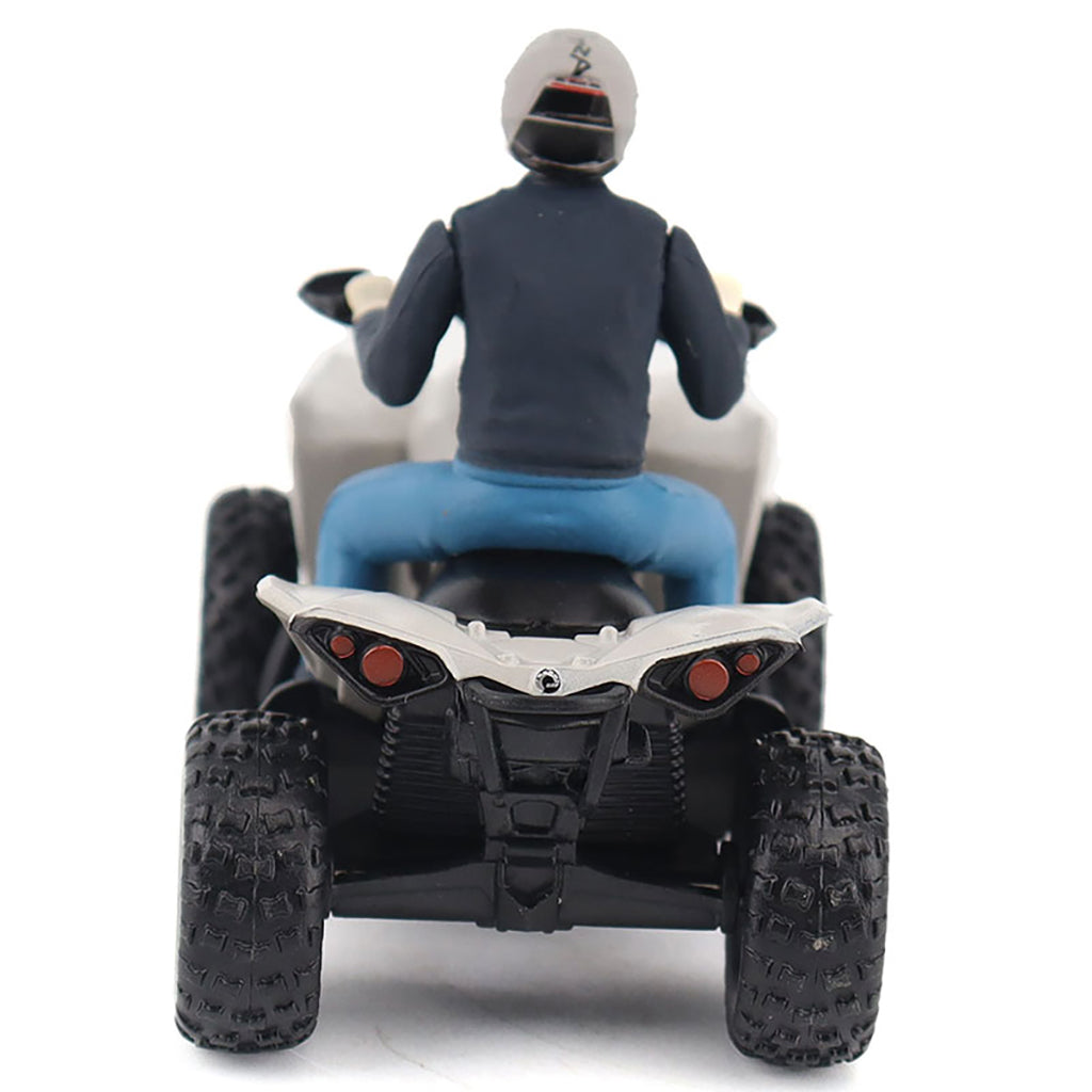 Model of a person riding a Can-Am ATV on a white background