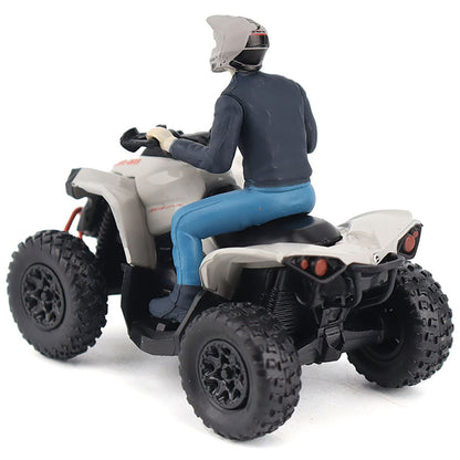 Model of a person riding a Can-Am ATV on a white background