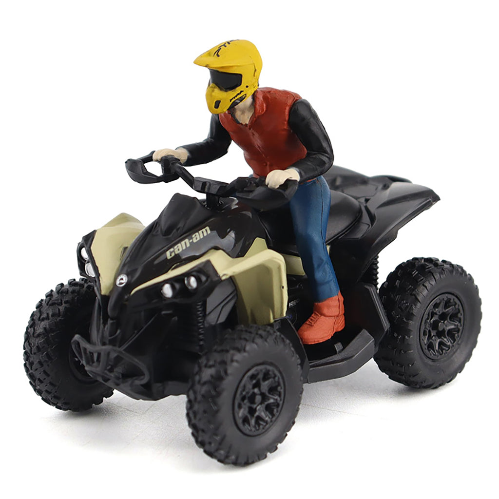 Model of a person riding a Can-Am ATV on a white background