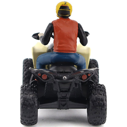 Model of a person riding a Can-Am ATV on a white background