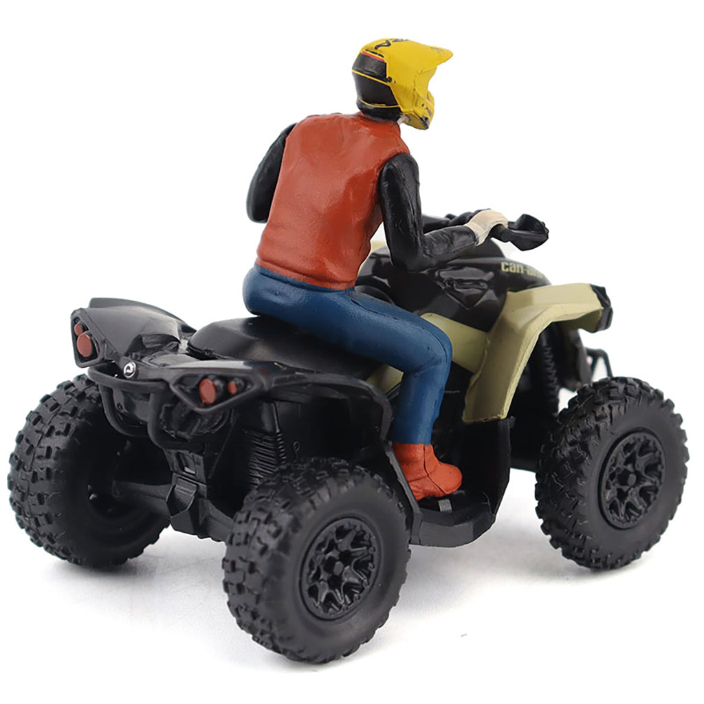 Model of a person riding a Can-Am ATV on a white background