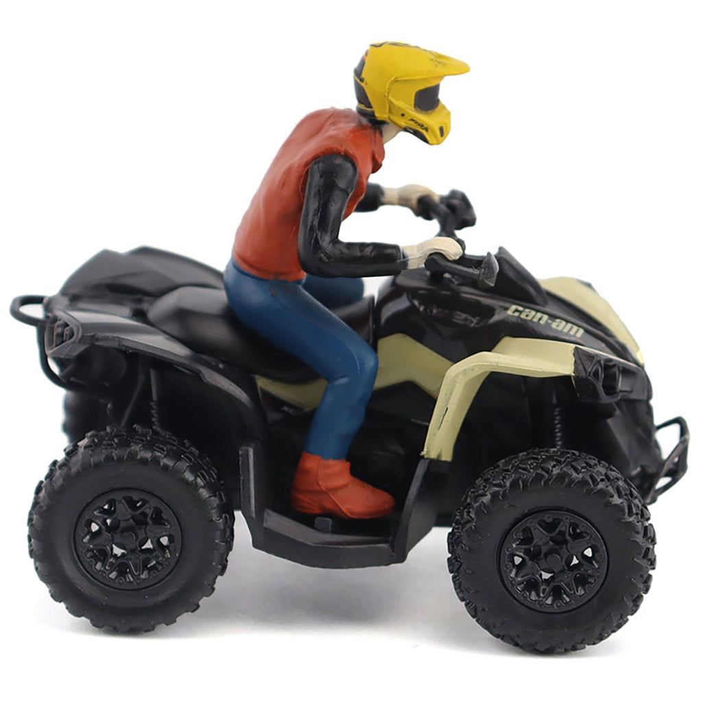Model of a person riding a Can-Am ATV on a white background