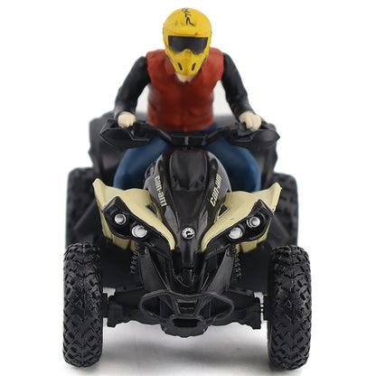 Model of a person riding a Can-Am ATV on a white background