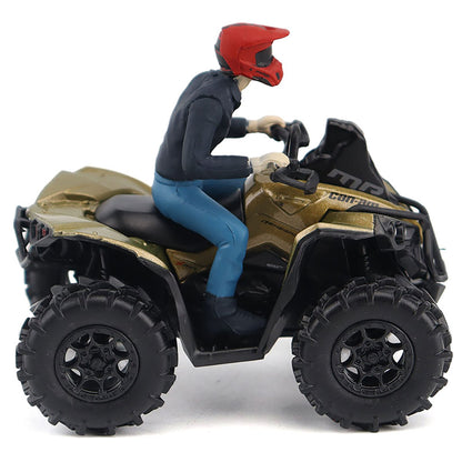 Model of a person riding an ATV with a Can-Am logo on a white background