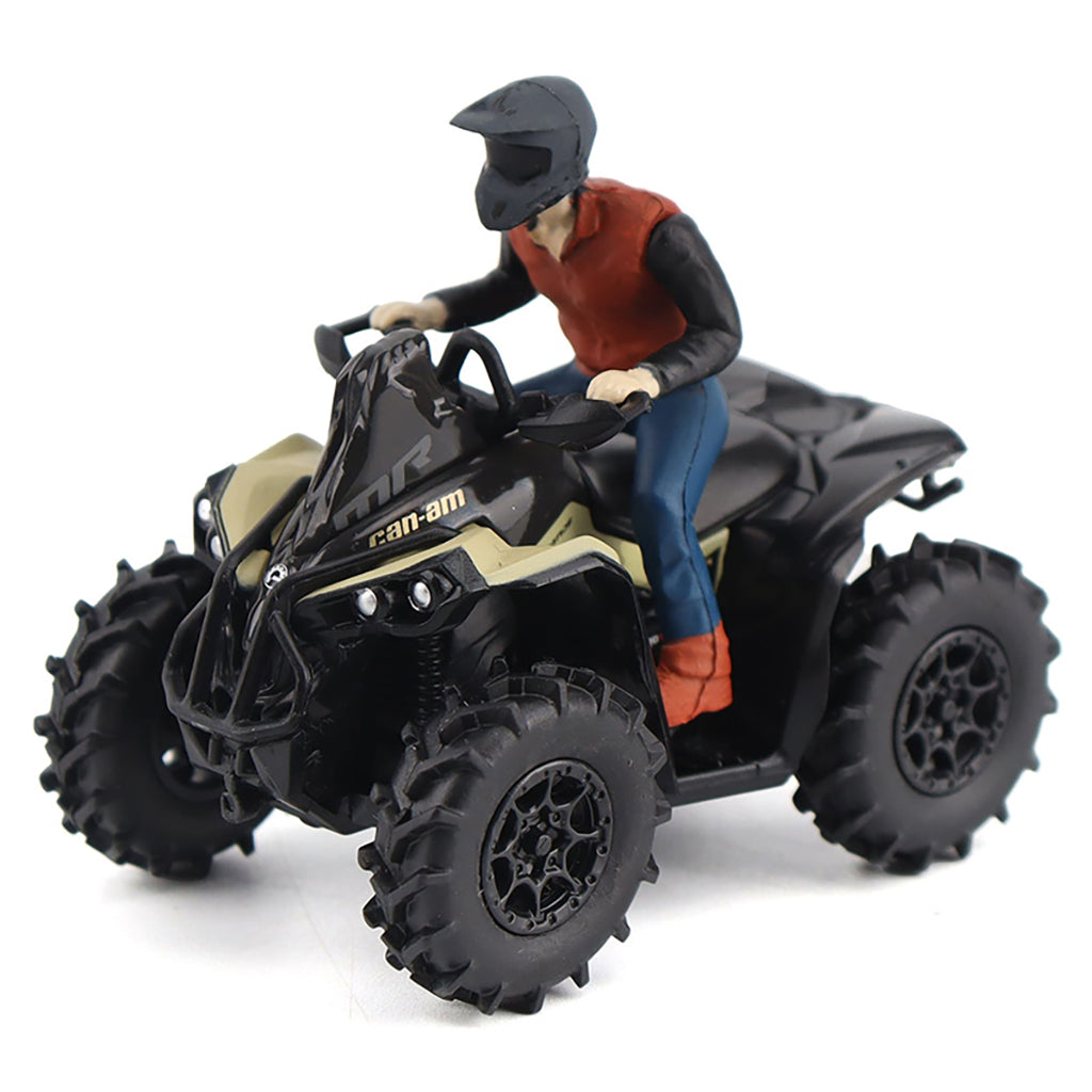 Model of a person riding a Can-Am ATV on a white background