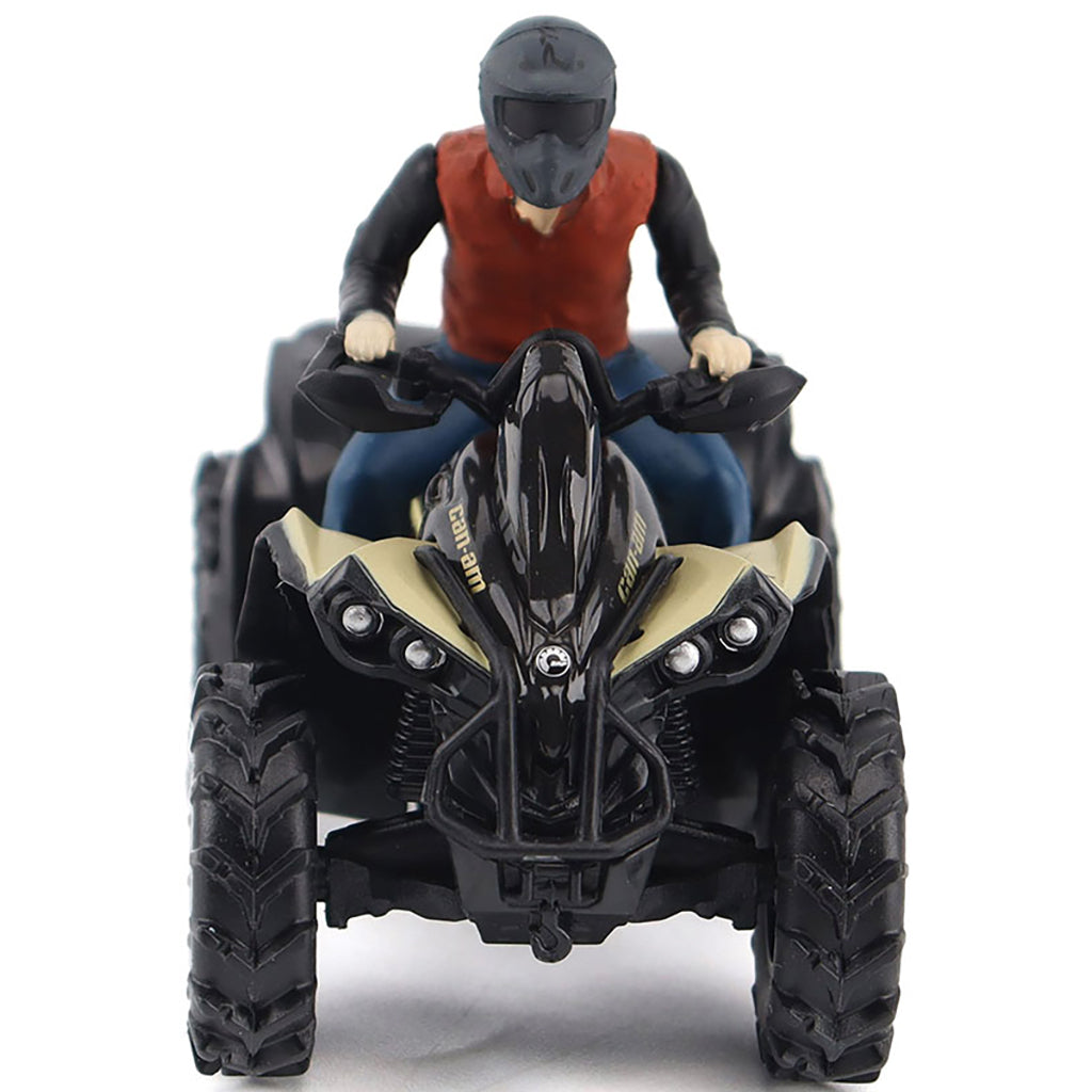 Model of a person riding a Can-Am ATV on a white background
