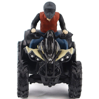 Model of a person riding a Can-Am ATV on a white background