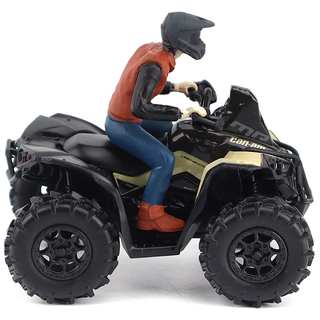 Model of a person riding a Can-Am ATV on a white background