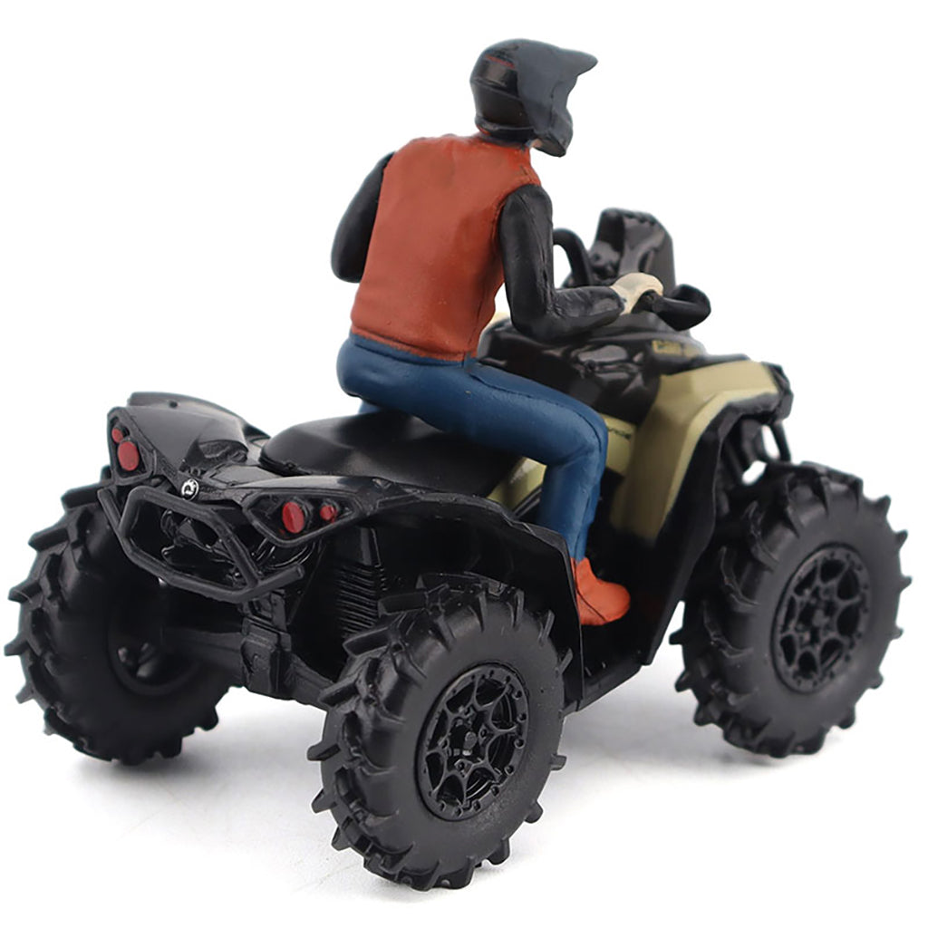 Model of a person riding a Can-Am ATV on a white background