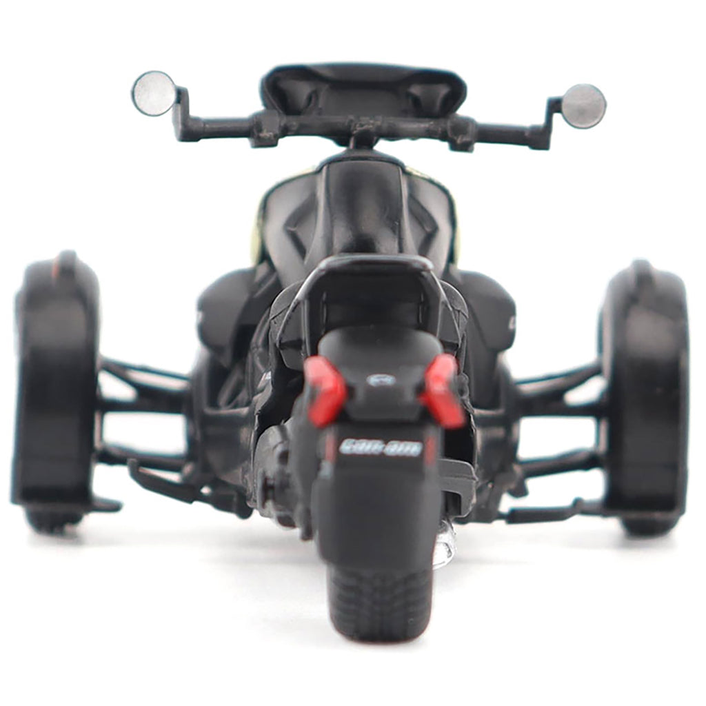 Model of a Can-Am Ryker Rally 3-Wheel Motorcycle (Sand Storm) on a White Background