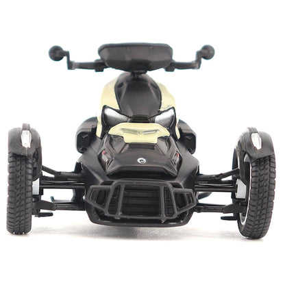Model of a Can-Am Ryker Rally 3-Wheel Motorcycle (Sand Storm) on a White Background