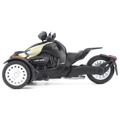 Model of a Can-Am Ryker Rally 3-Wheel Motorcycle (Sand Storm) on a White Background