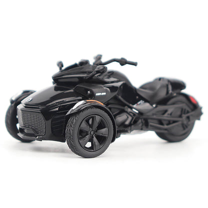 Model of a Can-Am Spyder F3 3-Wheel Motorcycle (Steel Black Metallic) on a White Background