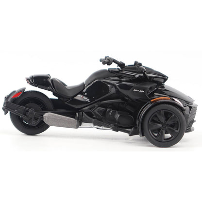 Model of a Can-Am Spyder F3 3-Wheel Motorcycle (Steel Black Metallic) on a White Background