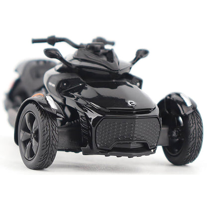 Model of a Can-Am Spyder F3 3-Wheel Motorcycle (Steel Black Metallic) on a White Background
