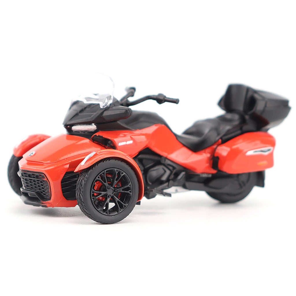 Model of a Can-Am Spyder F3 Limited Special Series 3-Wheel Motorcycle (Viper Red) on a White Background