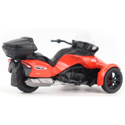 Model of a Can-Am Spyder F3 Limited Special Series 3-Wheel Motorcycle (Viper Red) on a White Background