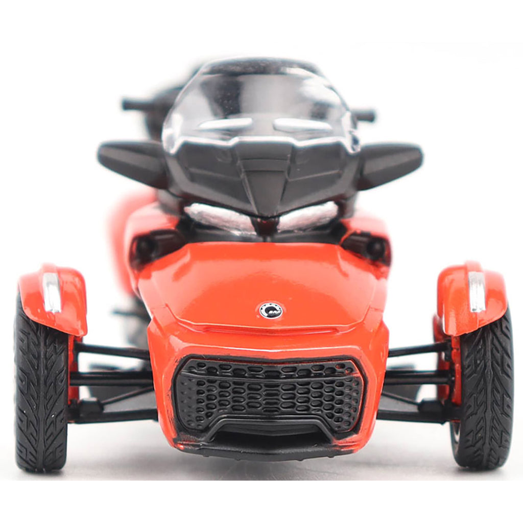 Model of a Can-Am Spyder F3 Limited Special Series 3-Wheel Motorcycle (Viper Red) on a White Background
