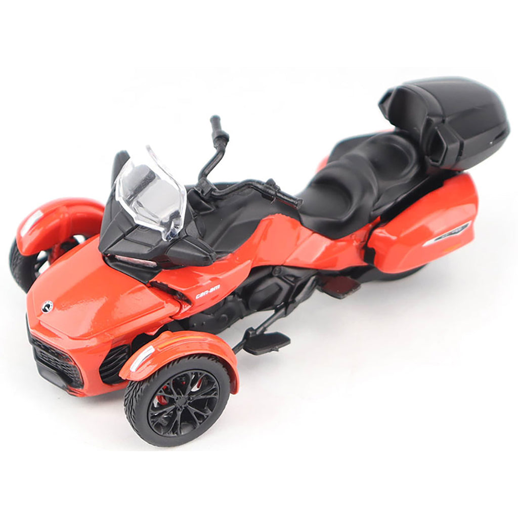 Model of a Can-Am Spyder F3 Limited Special Series 3-Wheel Motorcycle (Viper Red) on a White Background