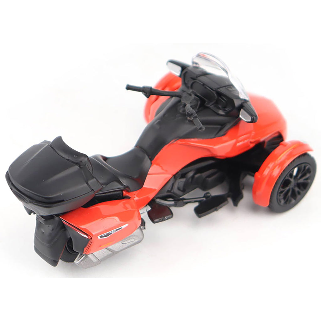 Model of a Can-Am Spyder F3 Limited Special Series 3-Wheel Motorcycle (Viper Red) on a White Background