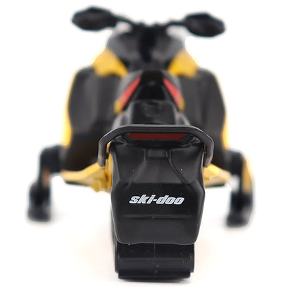 Close-up of a Ski-Doo snowmobile model with a clear background