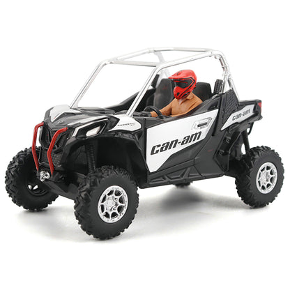 Model of a Can-Am vehicle with a person inside on a white background