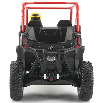 Black off-road vehicle with red roof on a white background