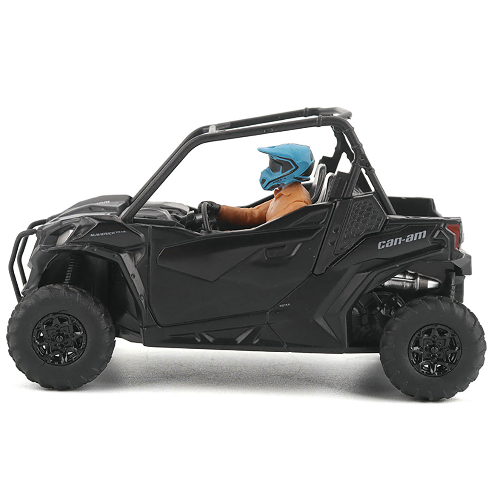 Model of a Can-Am vehicle with a person inside on a white background