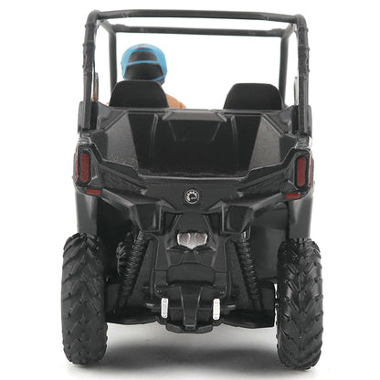 Black off-road vehicle with a person inside on a white background