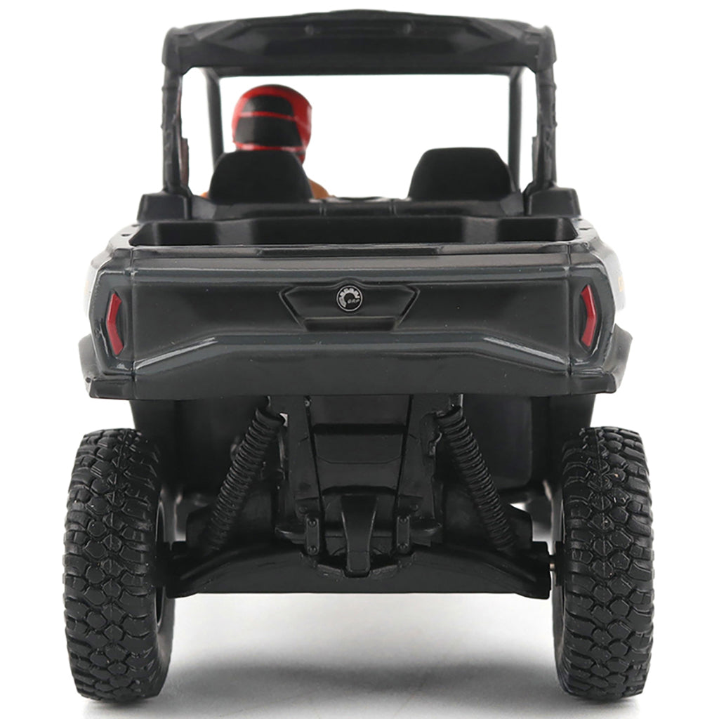 Black off-road vehicle with a person inside on a white background