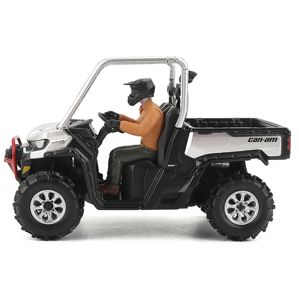 Model of a Can-Am vehicle with a person inside on a white background