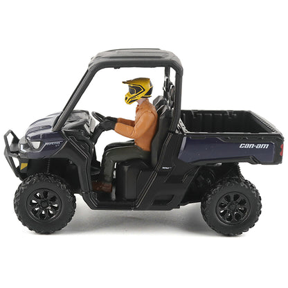 Model of a Can-Am vehicle with a figure inside on a white background